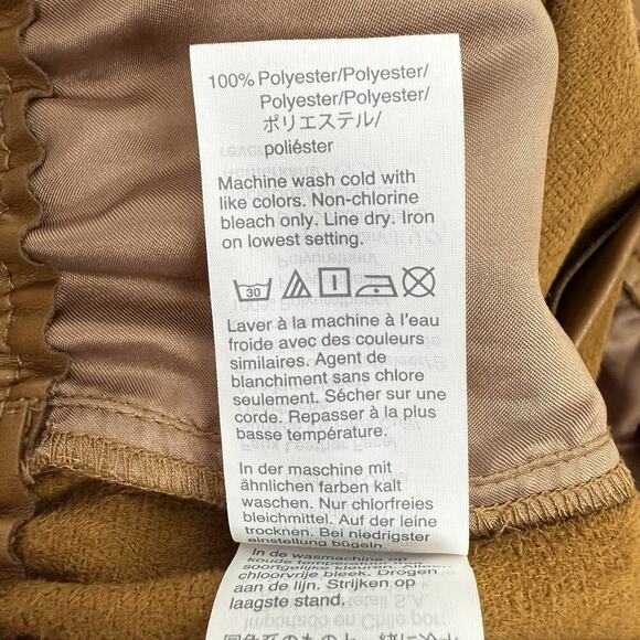 Madewell Vegan Faux Leather Pants Size 16 Brown High Rise Elastic Waist Pull On - Picture 10 of 15